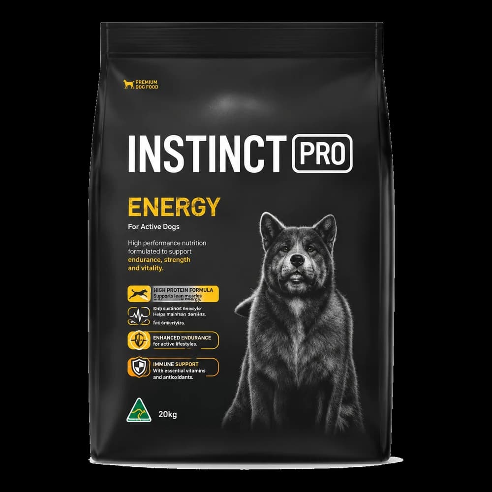 Saco preto de 15 kg de Instinct Pro Energy para cães adultos